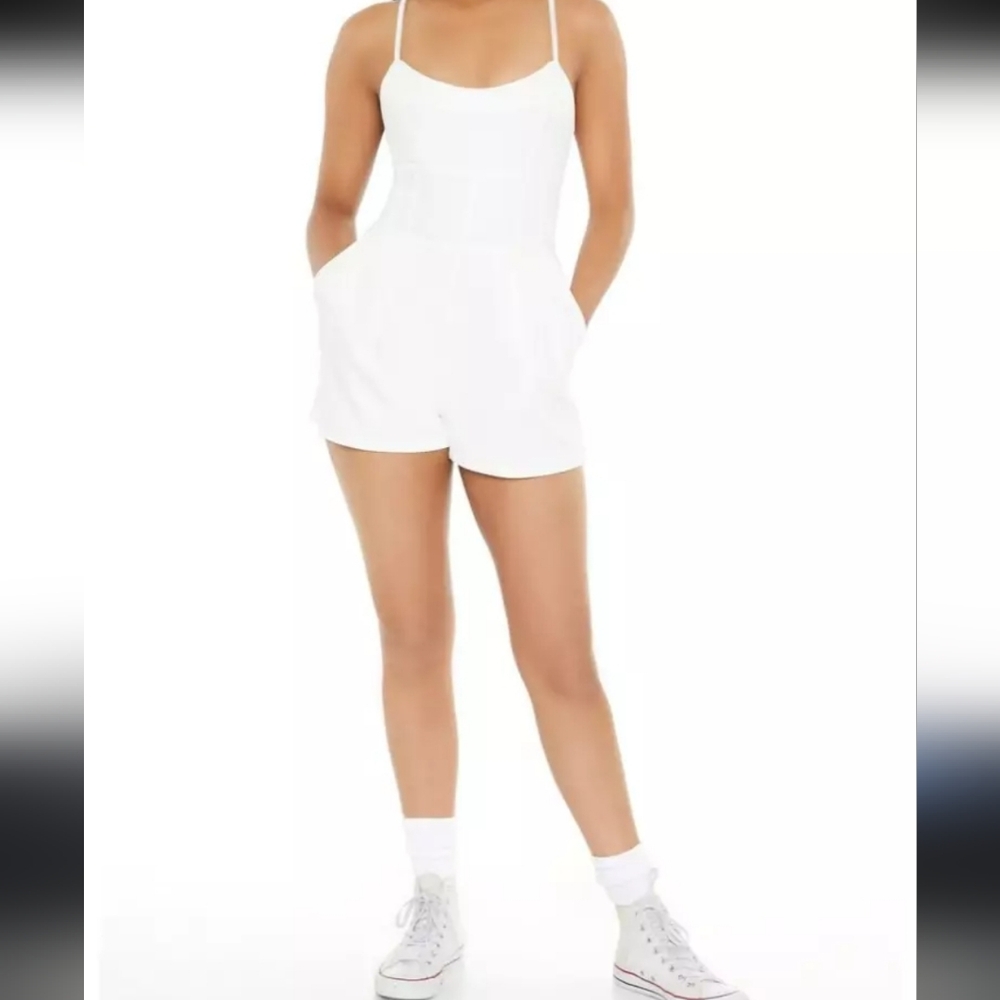 Forever 21 White Denim Romper